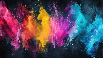 Poster - Vibrant colored powders flying in the air, perfect for festive occasions.