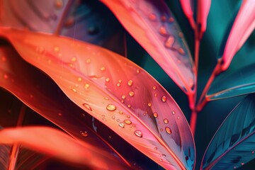 Canvas Print - Close up of a plant with water droplets, suitable for nature and gardening themes