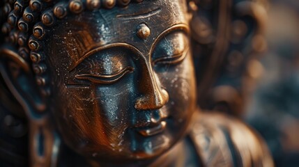 Poster - Detailed close up of a statue of a person. Suitable for historical or artistic projects