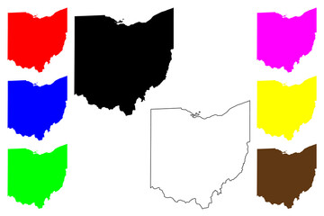 State of Ohio (United States of America, USA or U.S.A.) silhouette and outline map