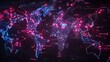 Digital world map with cybercrime prevention hotspots highlighted