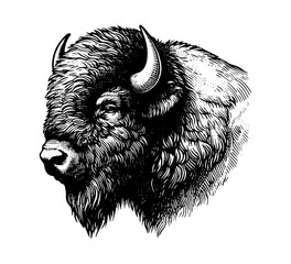 Wall Mural - American Bison vintage illustration hand drawn graphic