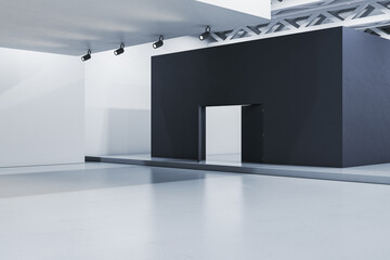Poster - Modern gallery interior with mock up place on walls. 3D Rendering.
