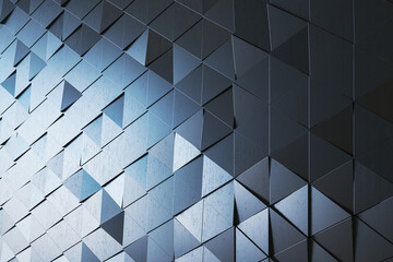 Poster - Abstract sparkling gray triangular landing page background. 3D Rendering.