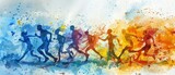 Fototapeta Sport - Dynamic abstract sports silhouettes, energetic watercolor action scene