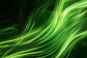 Fototapete - Abstract Green Light Waves and Particles