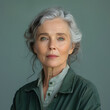 Elegant Senior Portrait of an Older Woman in Emerald and Gray