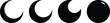 Moon phase symbol. Crescent icon set. Lunar symbol in black.