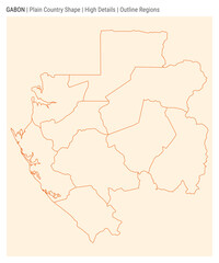 Fototapete - Gabon plain country map. High details. Outline regions style. Shape of Gabon. Vector illustration.
