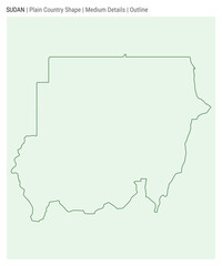Fototapete - Sudan plain country map. Medium details. Outline style. Shape of Sudan. Vector illustration.