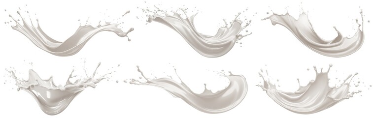 Wall Mural - Set of milk splashes, cut out