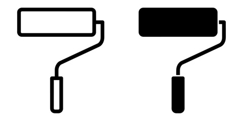 Aufkleber - ofvs547 OutlineFilledVectorSign ofvs - paint roller vector icon . decorating with roller brush . isolated transparent . black outline and filled version . AI 10 / EPS 10 / PNG . g11890