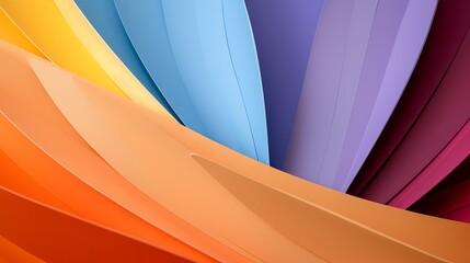 Poster - Macro Image of Colorful Paper Sheets Shaped like a Flower on Orange Background