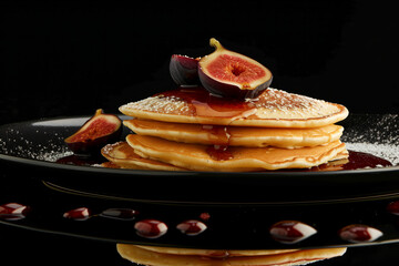 Wall Mural - A stack of pancakes with a cherry on top