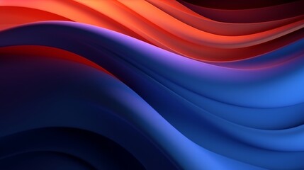 Poster - Macro Photo of Abstract Minimalistic Paper Art Background - Waves, Paper Cut, Illuminated by Neon Light