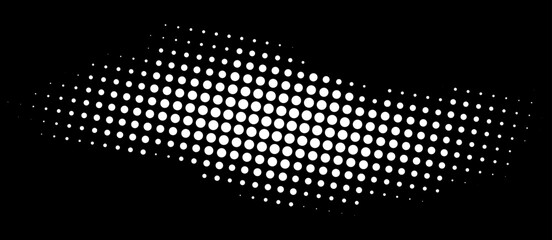Wall Mural - white dots pattern. halftone dots curved gradient pattern background. curve dotted spot using half t