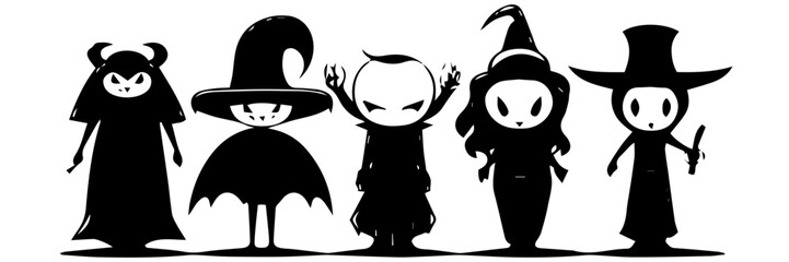 Wall Mural - Spooky Halloween Characters Vector Art: Trending Edition