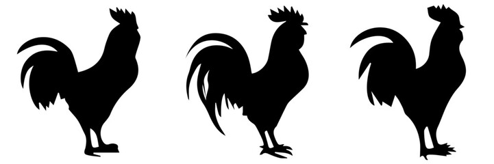Wall Mural - rooster silhouettes vector