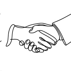 Wall Mural - Two hands are clasped together in a business handshake,business partners, employees, single line vector image