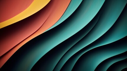 Wall Mural - vivid orange and blue abstract curves forming a fluid wave-like pattern
