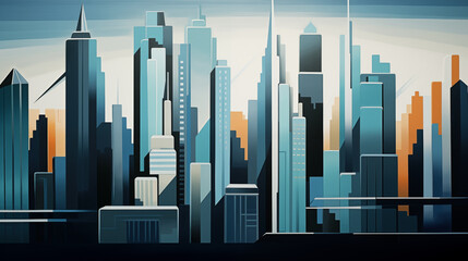 Poster - Cityscape Cubism