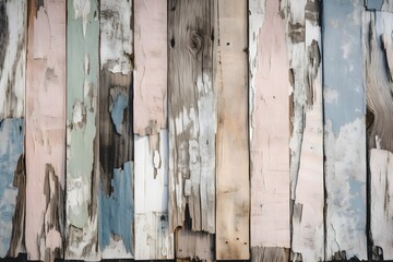 Old wooden planks wallpaper texture, rough, vintage, pastel colors pink and blue banner