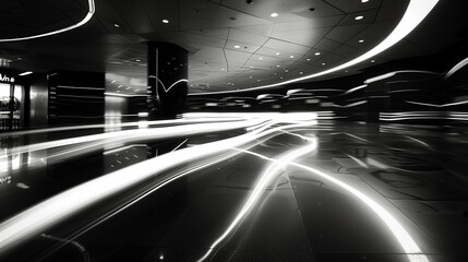 Poster - high speed light trails, lights on black floor, desktop wallpaper