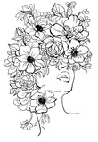 Fototapeta Storczyk - Women illustration of a flower Coloring Line