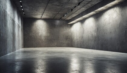 Wall Mural - clean dark grunge concrete exhibition hall interior with mock up place on walls