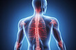 futuristic medical research of back spine back, spine, herniated disk pain health care