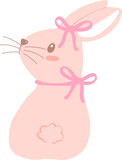 Fototapeta Pokój dzieciecy - Bunny Rabbit Coquette with Pink Ribbon Bow Flat Design