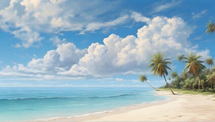 photo beautiful tropical beach sea ocean with white cloud blue sky and