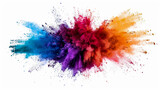 Fototapeta Sypialnia - Multicolored explosion of rainbow powder paint isolated on white background.