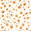 Seamless watercolor pattern of whimsical orangeade roses, splashed with radiant red accents for a playful yet sophisticated design.