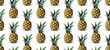 Pineapple seamless background. Yellow green white AI illustration.