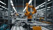 Industrial robot arm assembling a high-tech gadget