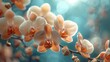 Vibrant Orange Orchids Blooming Against Bokeh Background.