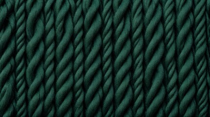 Wall Mural - Dark Green Textured Cable Knit Fabric with Detailed Patterns 