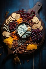 Wall Mural - a dish on a wooden board assorted nuts