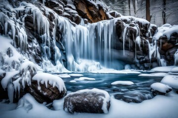 Wall Mural - waterfall in the mountains  generated by AI technology