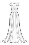 Fototapeta Tulipany - art sketching of beautiful dress Sketch background. coloring page for coloring book for kids, teens, adult