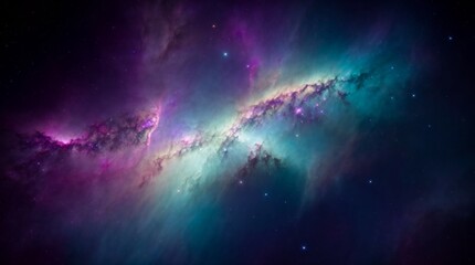 Wall Mural - a brilliant nebula twinkles within a backdrop of azure and lavender colors