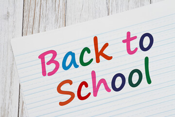 Wall Mural -  Back to School message on ruled lined paper