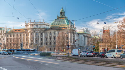 Wall Mural - Exterior view of the Palace of Justice at the Karlsplatz timelapse in Munich, the capital of Bavaria, Germany.