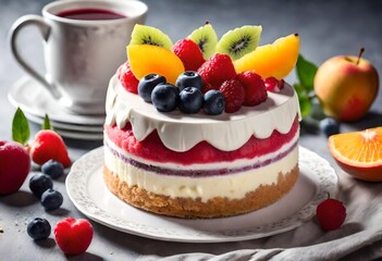 Poster - cake with berries and mint