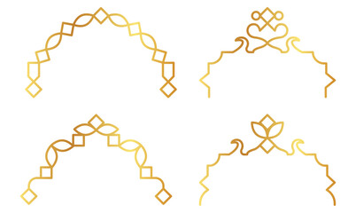 Wall Mural - set of golden arabic windows with transparent background