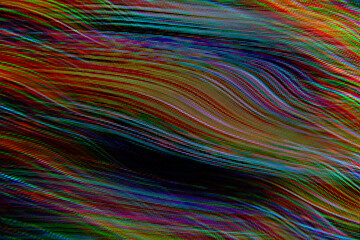 Poster - Wavy screen glitch abstract with chromatic aberration in multicolor