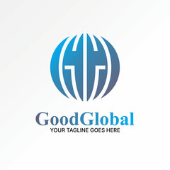 Poster - Logo design graphic concept creative premium abstract vector stock sign letter initial GG line font on globe wolrd Related to sphere plane earth orbit
