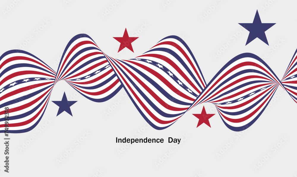 Striped ribbon of blue and white red stripes with white stars ...