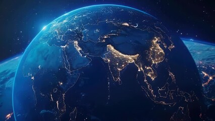 Aufkleber - A stunning view of the illuminated earth from space. Perfect for educational materials or science publications.